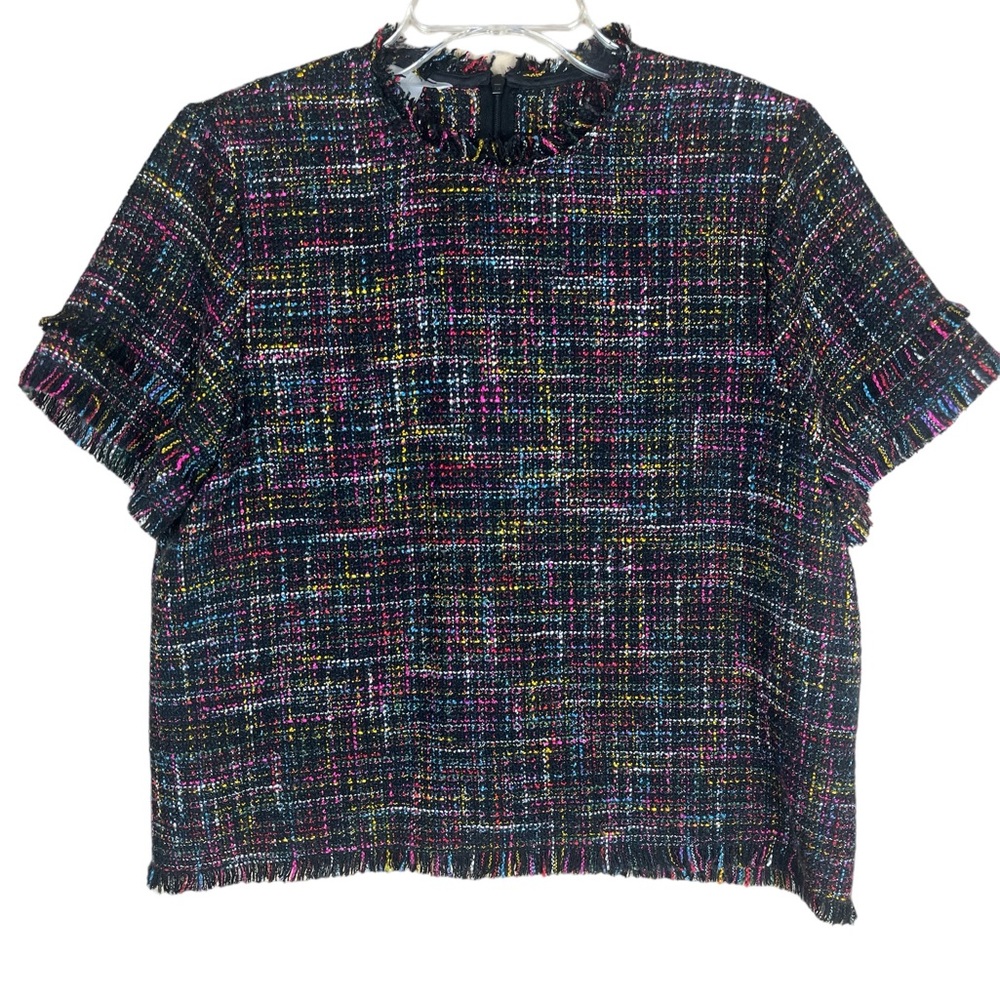 Vibrant colored tweed top